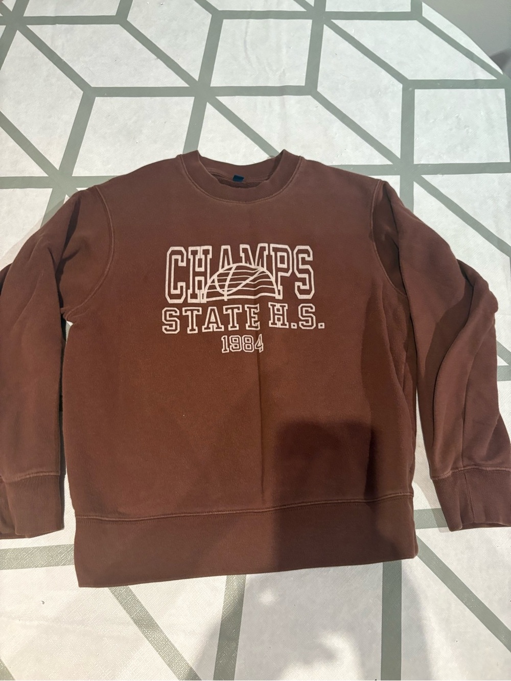 3/15$ Brown 'Champs State H.S. 1984' Crewneck Sweatshirt
